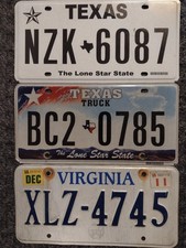 Lot Of 3***Expired License Plate's from Virginia and Texas (The Lone Star State)