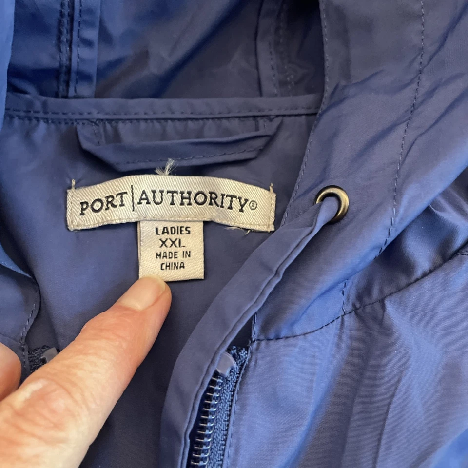 Port Authority 女士 xXL 海军蓝全拉链轻便雨衣 — 第 2/4 张图片