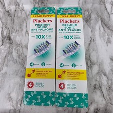 Lot of 2 Plackers Premium Sonic Anti-Plaque Replacement Brush Heads Medium
