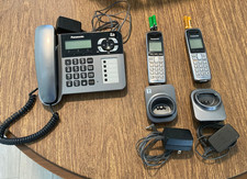 Panasonic KX-TG1061 Corded Telephone Answering Machine w/ 2 Phones/base, WORKS!