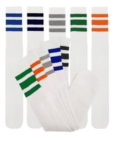 5PK ALL DIFFERENT COLORS SPORTS TUBE SOCKS 22 INCH OLD SCHOOL LONG SOCKS COTTON