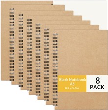 Yoosso A5 Spiralnotizbuch, Blanko, 8Er Set, 50 Blatt/100 Seiten | Blanko