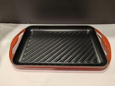Le Creuset Red Rectangle Enameled Cast Iron Griddle Grill Pan 15" #33