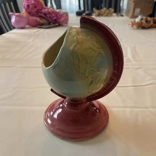 Shawnee Pottery USA Globe Planter Burgandy Light Blue & Light Green Vintage