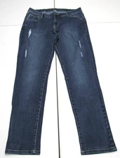 Women's Jag Jeans Girlfriend Mid Rise Distress Blue Denim Jeans Size 8 / 29
