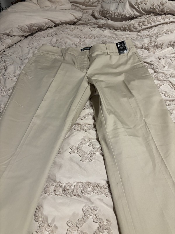 New York Company Women's Tan Bootcut Pants, Size 14 Tall, Stretch 7th Avenue