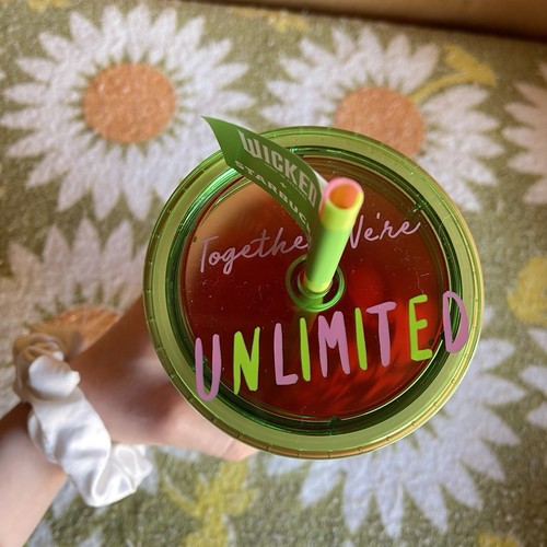 STARBUCKS WICKED Pink Green Face Unlimited Cold Cup Glinda Elphaba Checked - Picture 5 of 5