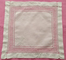 RM Monogram Embroidered Handkerchief in Floral Basket