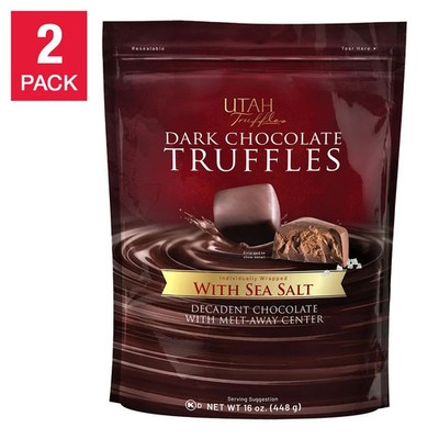 2 Pack Utah Truffles Dark Chocolate Truffles with Sea Salt 1 lb Bag