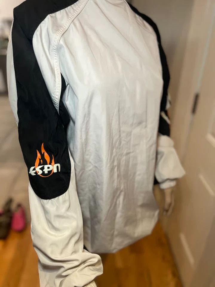 Chaqueta cortavientos ESPN vintage crema llamas talla XL cremallera completa Foto 3 de 4