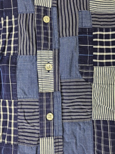 Vintage Brooks Brothers Shirt Mens L Blue Plaid Patchwork Sport Preppy Office - Picture 4 of 11