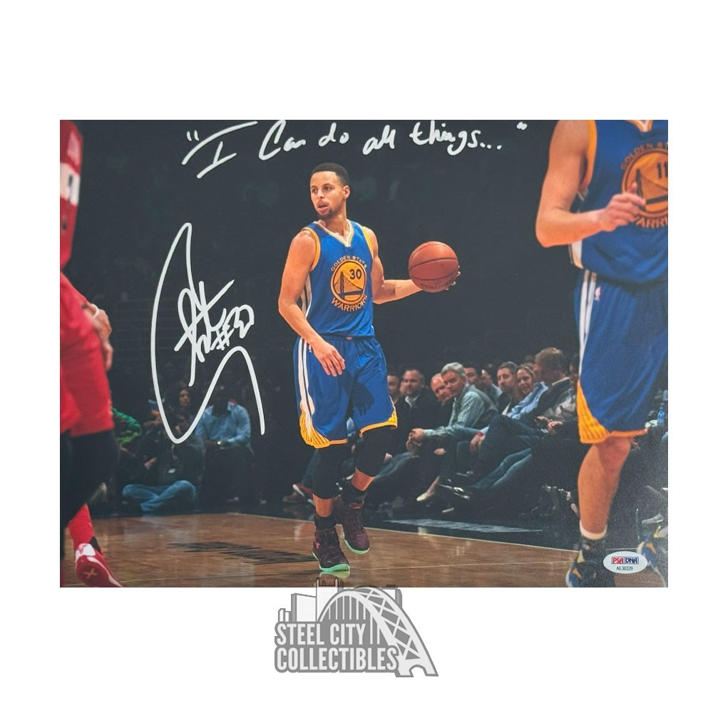 Stephen Curry I Can Do All Things Autographed Golden State 11x14 Photo - PSA/DNA