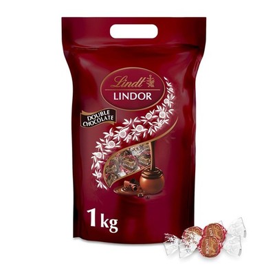 Lindt LINDOR Double Chocolate Kugeln Großpackung Milchschokolade Pralinen 1kg
