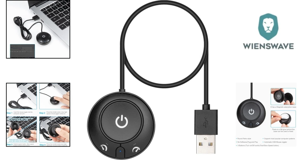 Rii Mouse Jiggler Schwarz USB nicht nachweisbar zwei Modi Schalter Plug Play - Bild 2 von 4