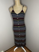 Loft navy striped Summer Tank Stretchy Soft button maxi dress Size XS Petite