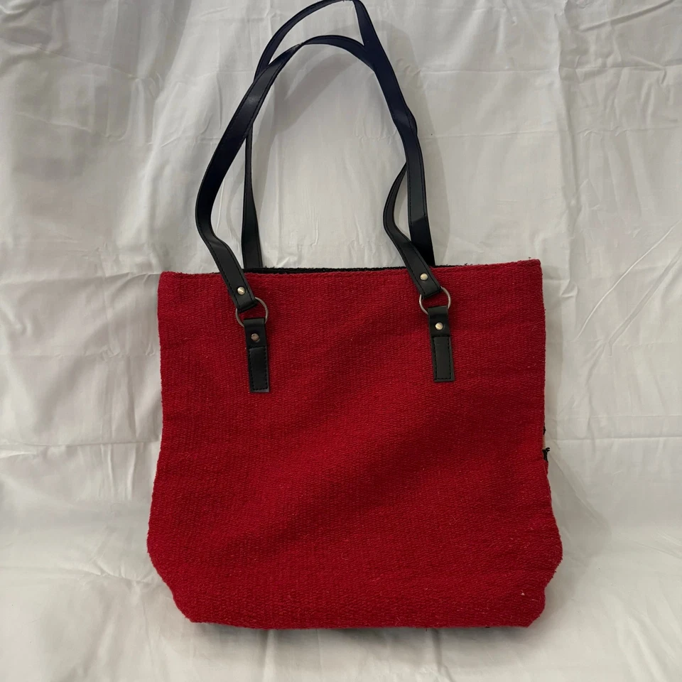 Bolso de Mano Tejido El Paso Saddle Blanket Co Southwestern Rojo Negro Azul Foto 4 de 4