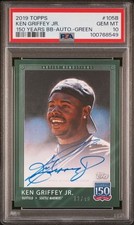 2019 TOPPS 150 YEARS KEN GRIFFEY JR GREEN ON CARD AUTO PSA 10 GEM MINT /49
