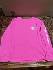 Vineyard Vines Merry Christmas Long Sleeve T-Shirt Medium M 10-12 Pink