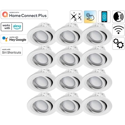 12x Hama WiFi LED Einbaustrahler 5W / 32W Weiß WLAN Einbauspot App-Steuerung - Bild 1 von 4