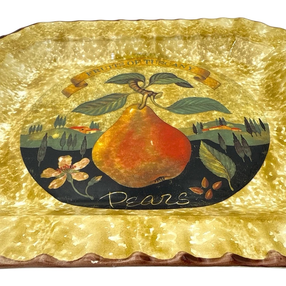 Plato para servir cerámica italiana Ceramica Due Torri Frutas de Toscana Peras - Italia Foto 3 de 4