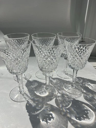 6 Vintage Waterford Crystal Water Goblets Glasses Alana Pattern Ireland