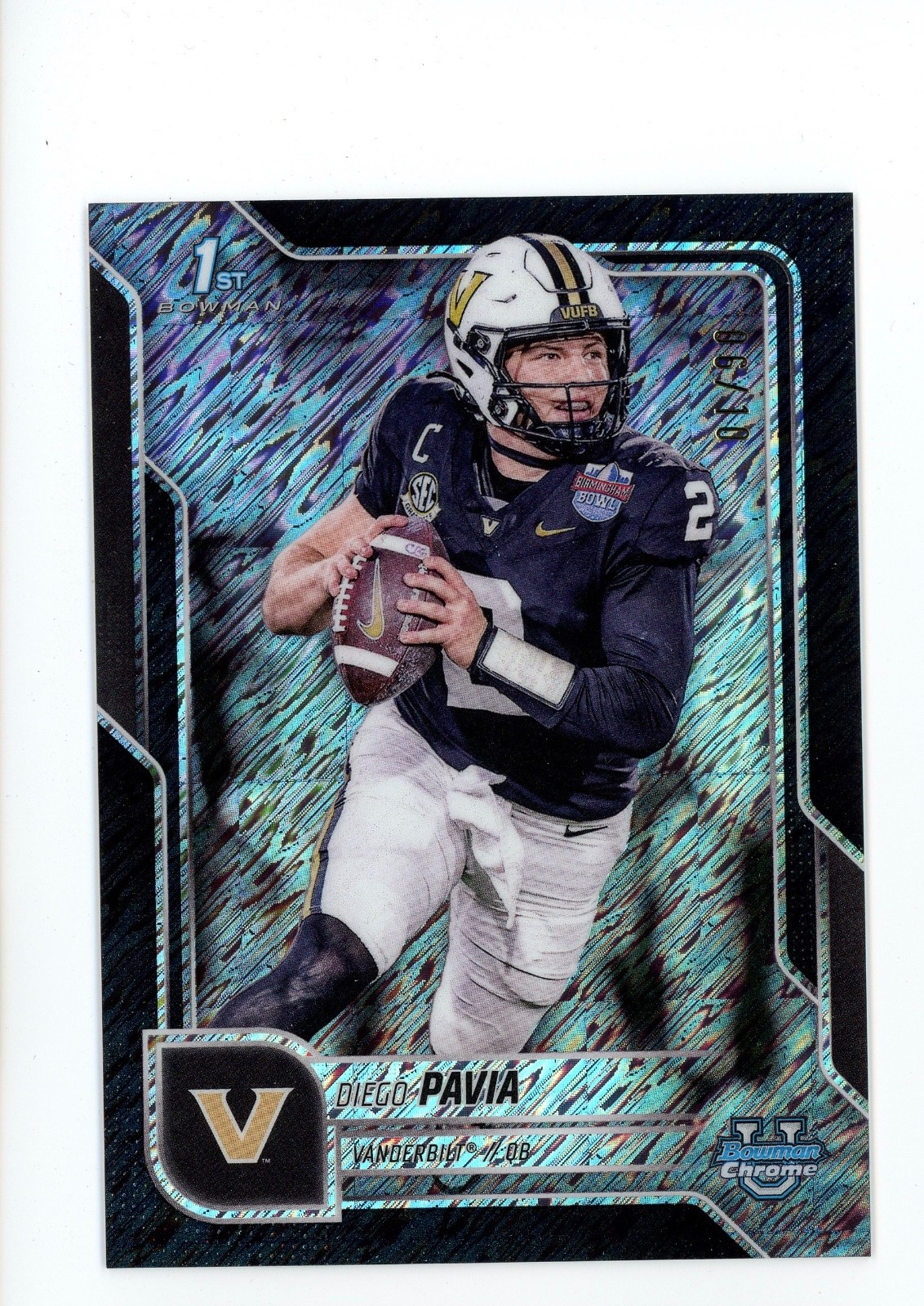 2025 Bowman Chrome U Diego Pavia 1st Prospect Black Shimmer Refractor /10 Vandy
