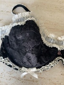 RARE Agent Provocateur Black Bra w/ White Lace Trim Size 36D, NWOT