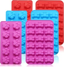 6 Pack Silicone Dog Treats Mold Bone Paw Cookie Chocolate Mold Tray