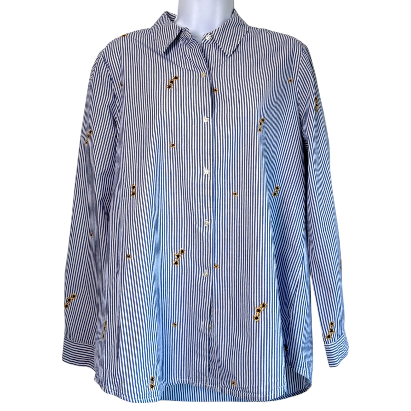 Scotch and Soda Far Far Away Embroidered Stars Striped Top Size L Celestial Boho