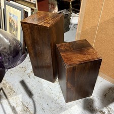 Pair Of Wood Block Pedestal Graduating Plant Stands