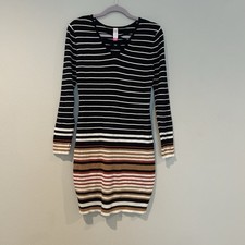 No Boundaries Sweater Dress Women 3X Junior Multicolor Stripe Rib Knit Bodycon