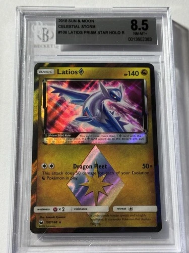 2018 Pokemon Sun Moon Latios Prism Star Holo Celestial Storm #108 NM MT BGS 8.5