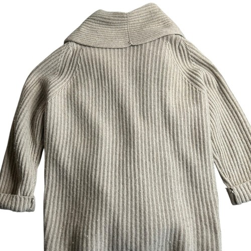 Lewit Wolle-Kaschmir-Mischung gerippt vorne offen Cardigan Pullover Damen Gr. 1 beige - Bild 4 von 6