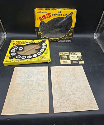 1954 Vintage Craft Master Numbered Oil Painting Set  NEW RARE 