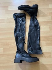 ZARA Overknee Stiefel Damen Boots  Schwarz Chunky Sohle Gr. 36 Kunstleder