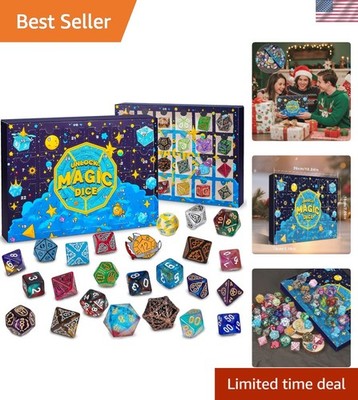 24-Piece Mystery Dice Set with Pins - Perfect D&D Gifts for Game Enthusiasts
