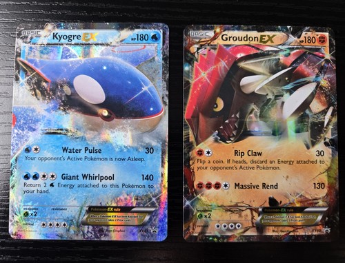 Kyogre EX & Groudon EX Pokemon XY41 XY42 Black Star Promo 2015 Holo LP/NM