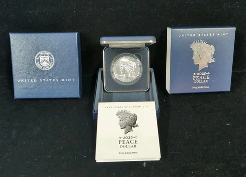 2025 P  Uncirculated Peace US Silver Dollar with Box & COA 25XH1