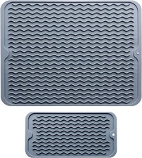 2 Pack Silicone Dish Drying Mat Non Slip Heat Resistant Kitchen Counter Mat