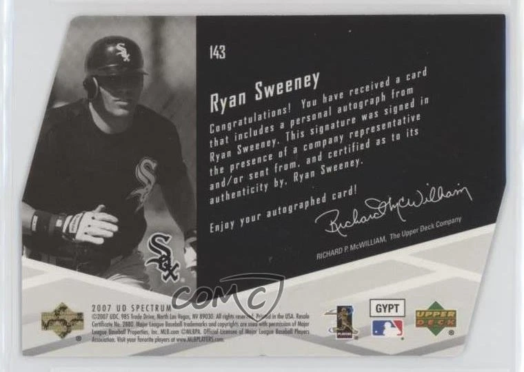 2007 Upper Deck Spectrum Rookie Signatures Gold Die-Cut /50 Ryan Sweeney Auto - Image 2 of 2