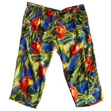 VTG Jams World Tropical Fruit Print Multicolor Rayon Super Soft Capri Pants Med