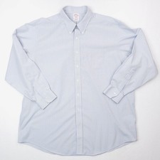 Brooks Brothers Shirt Mens XL Blue Yellow Plaid Madison Non-Iron Supima Cotton