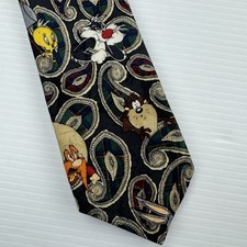 Looney Tunes Mania Necktie Bugs Bunny Taz Tweety Sylvester Paisley