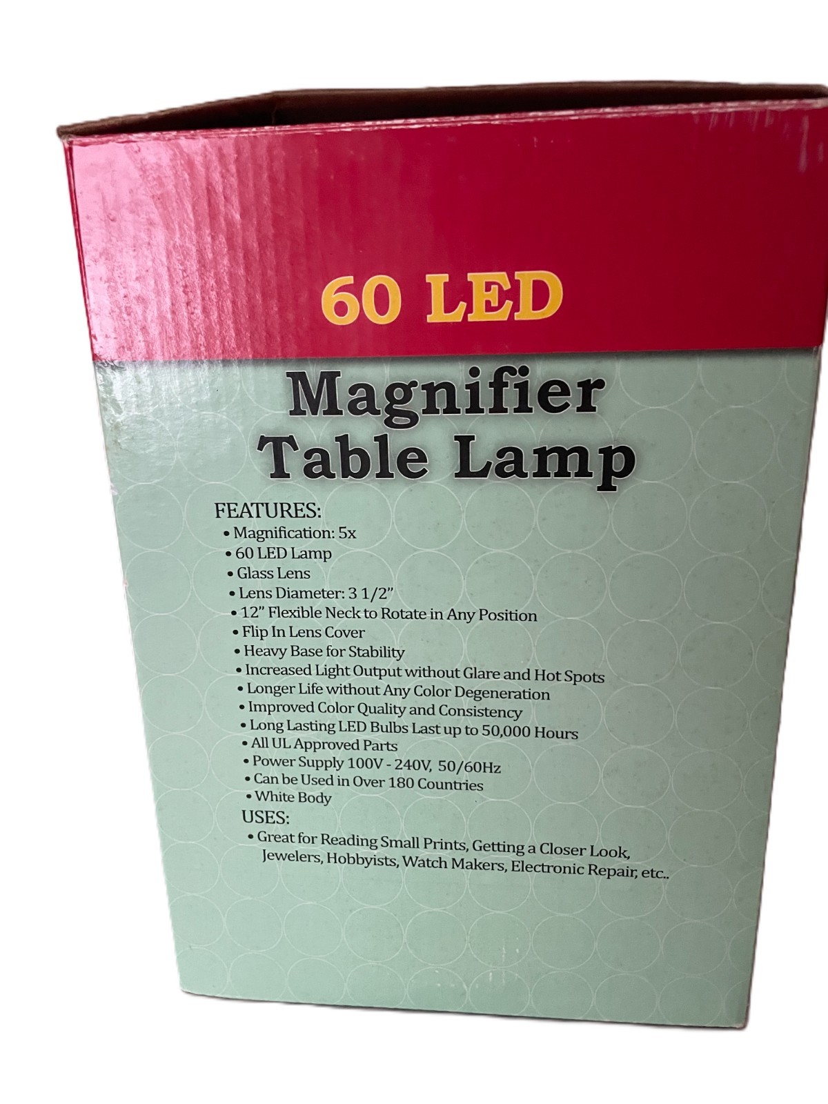 Sona Enterprises MC358 Table Lamp with 3.5 x Magnifier White w Spare Bulb 60 LED