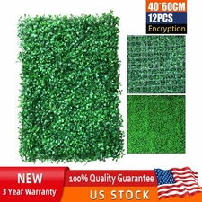 12 Pcs Green Fence Panel Grass Artificial Boxwood Hedge Wall Panels for Backyard