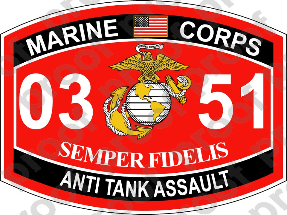 STICKER USMC MOS 0351 ANTI TANK ASSAULT N CAMPAIGN ooo USMC Lisc No 20187