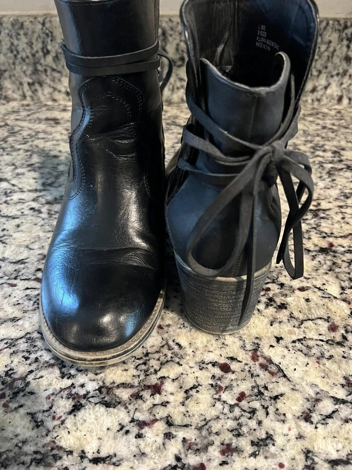 Botines al tobillo de cuero negro RUE 21 S150008 para mujer talla grande 8/9 botas correas Foto 4 de 4