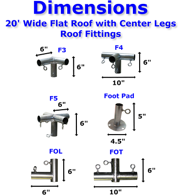 20' x 20' Flat Roof Canopy Fittings Kit, DIY Metal