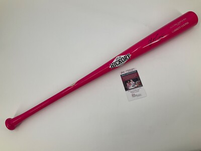 GARRETT COOPER MIAMI MARLINS SIGNED PINK OLD HICKORY BAT JSA COA