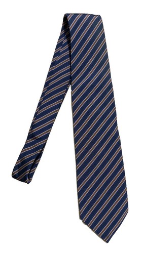 Cravate Kiton Napoli 100% Soie - Motif Points Bleus Et Blancs Sur Fond Marron, Occasion
